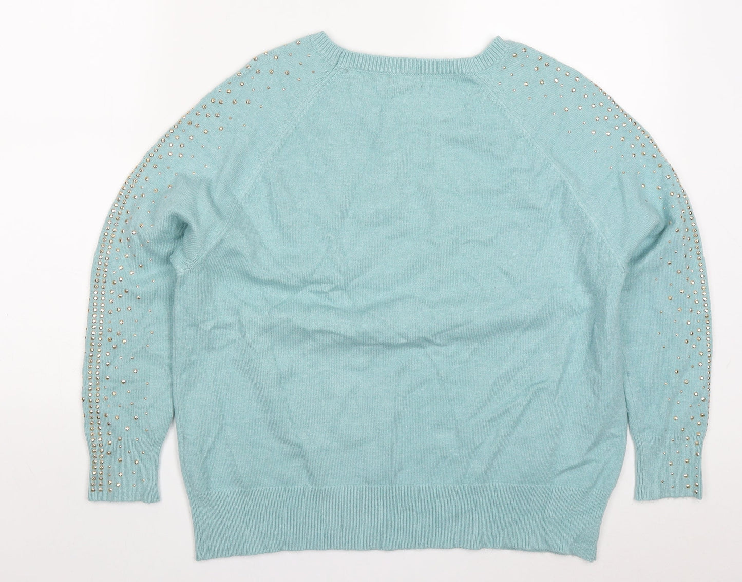 Womens UK Size 14 M&Co Blue Pullover Jumper