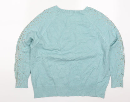 Womens UK Size 14 M&Co Blue Pullover Jumper