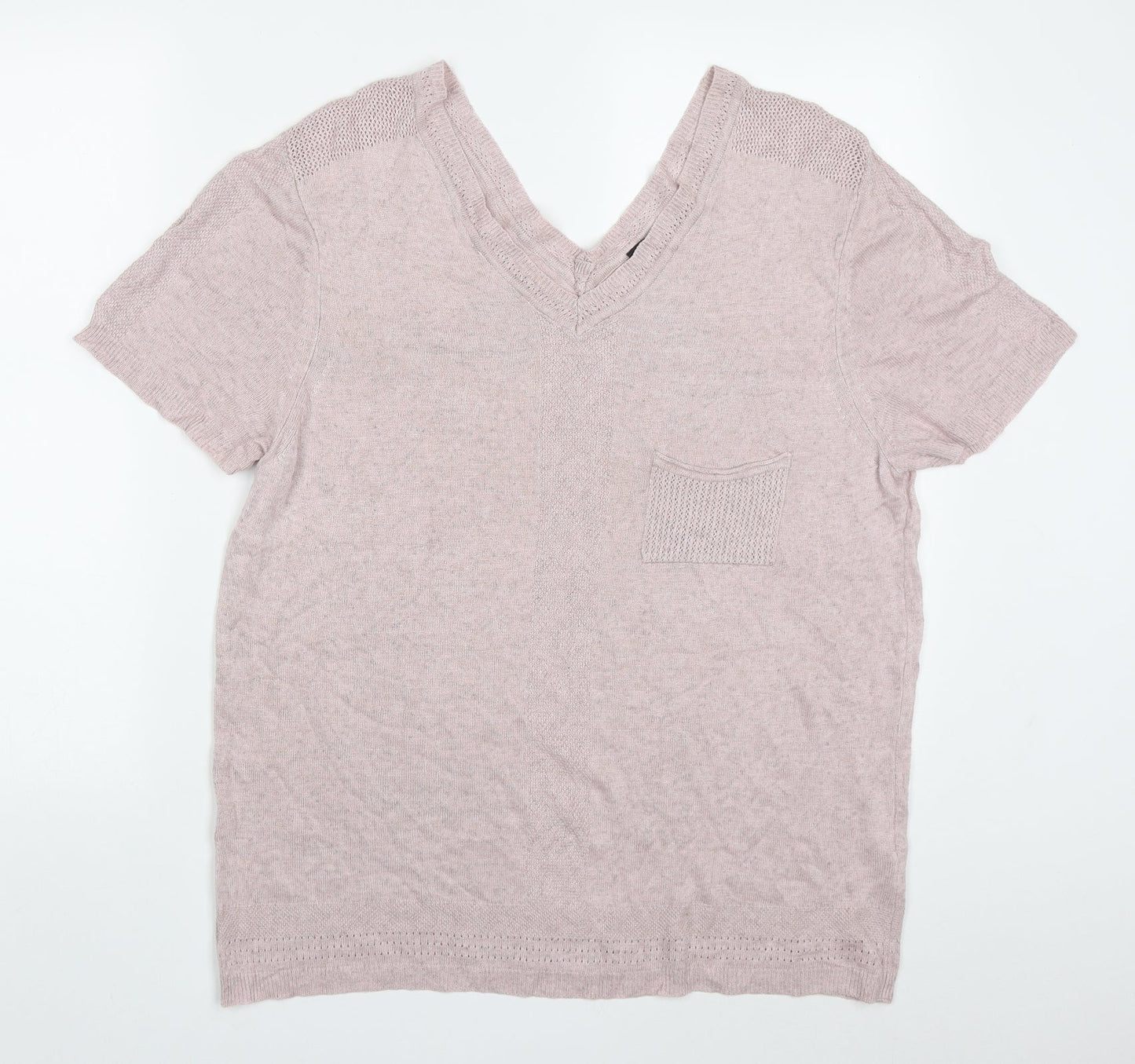 Kaleidoscope Womens Pink V-Neck  Viscose Pullover Jumper Size 16