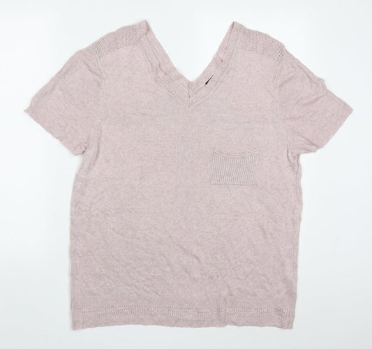 Kaleidoscope Womens Pink V-Neck  Viscose Pullover Jumper Size 16