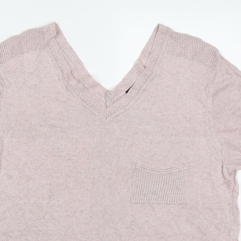 Kaleidoscope Womens Pink V-Neck  Viscose Pullover Jumper Size 16