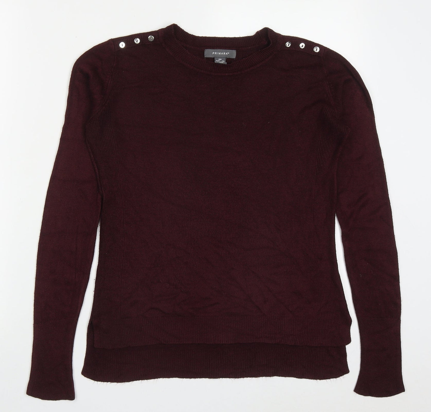 Primark Womens Red Round Neck  Acrylic Pullover Jumper Size 4   - Burgundy
