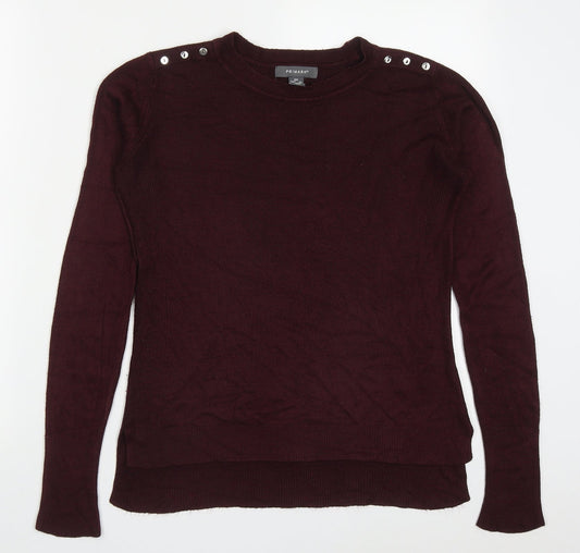 Primark Womens Red Round Neck  Acrylic Pullover Jumper Size 4   - Burgundy