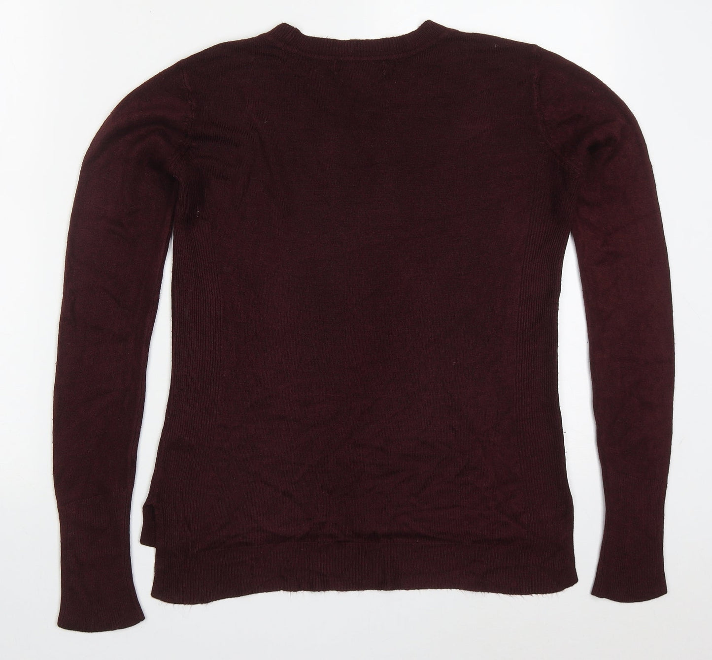 Primark Womens Red Round Neck  Acrylic Pullover Jumper Size 4   - Burgundy