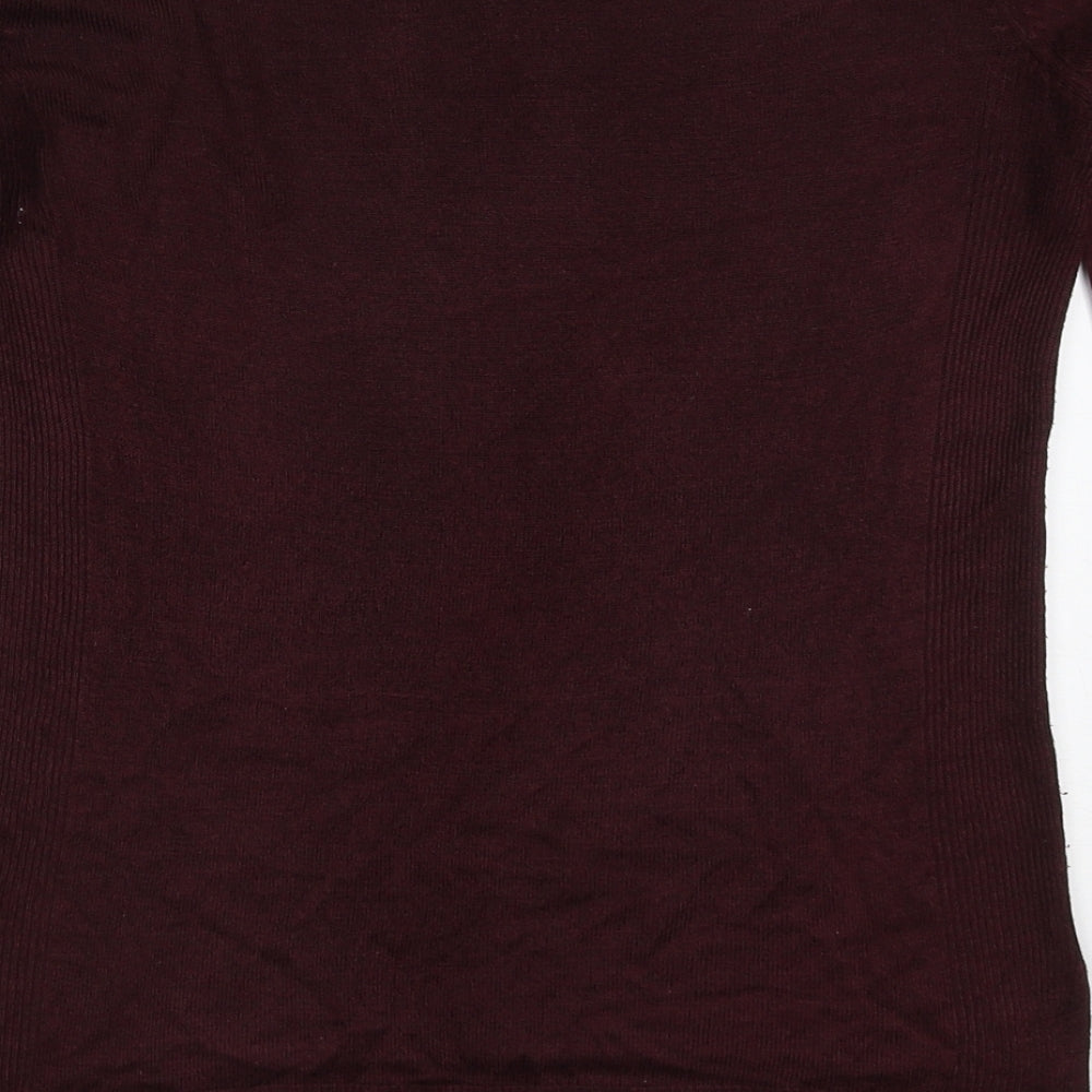 Primark Womens Red Round Neck  Acrylic Pullover Jumper Size 4   - Burgundy