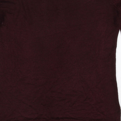 Primark Womens Red Round Neck  Acrylic Pullover Jumper Size 4   - Burgundy
