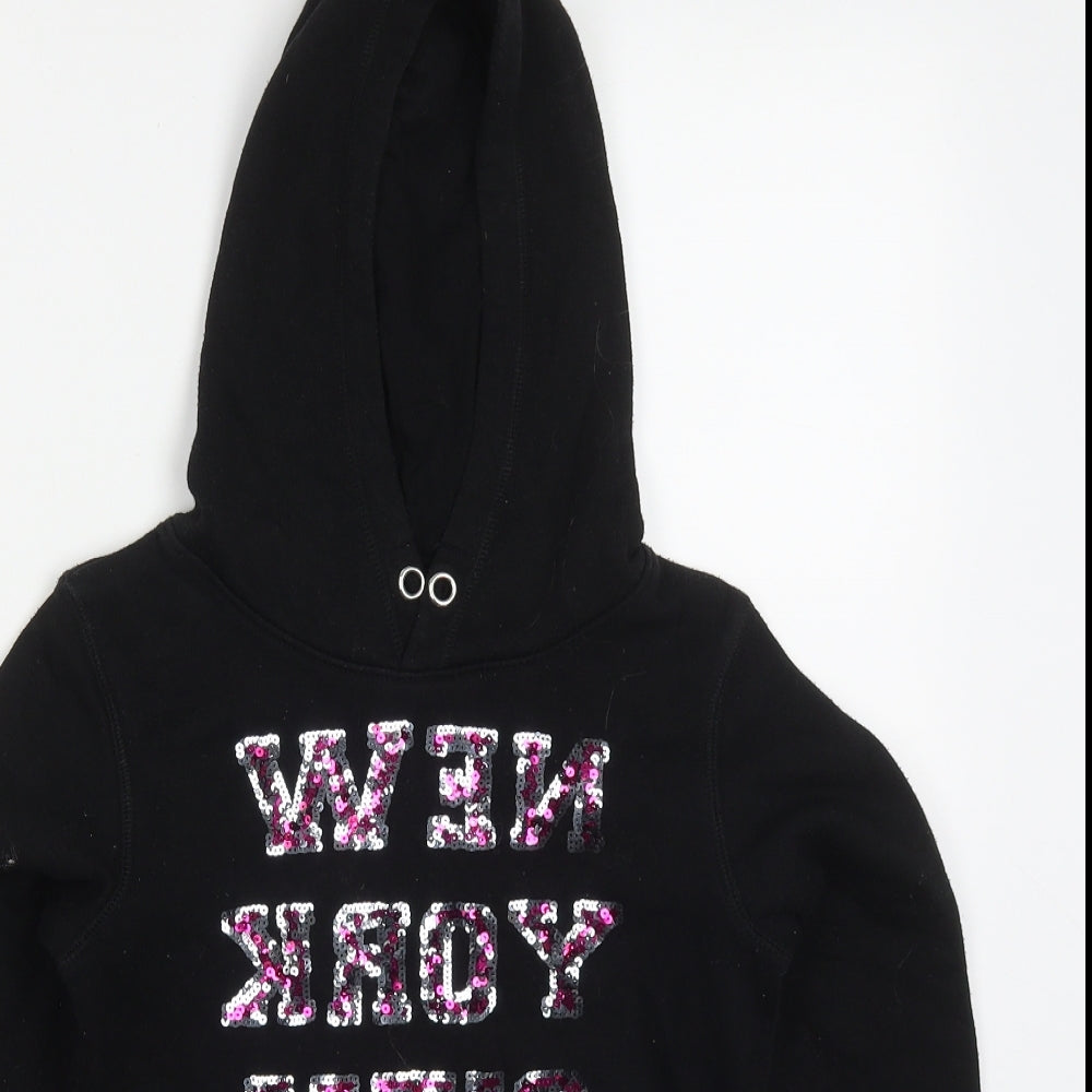 H&M Girls Black  Cotton Pullover Hoodie Size 11-12 Years  Pullover - Backwards New York City