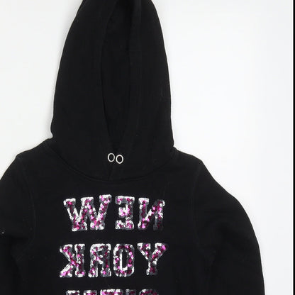 H&M Girls Black  Cotton Pullover Hoodie Size 11-12 Years  Pullover - Backwards New York City