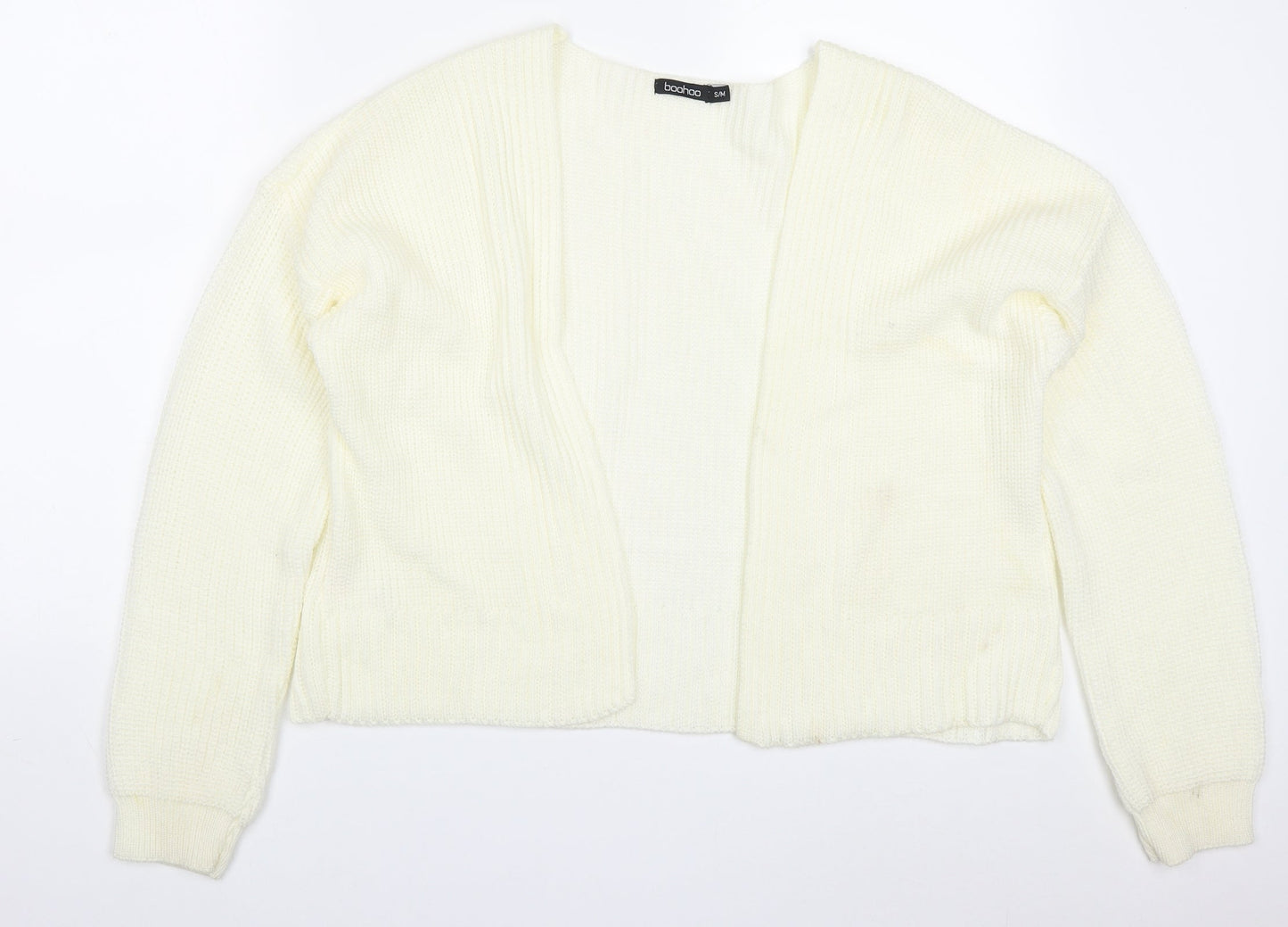 Boohoo Womens Ivory V-Neck  Acrylic Cardigan Jumper Size S   - Cream Colour