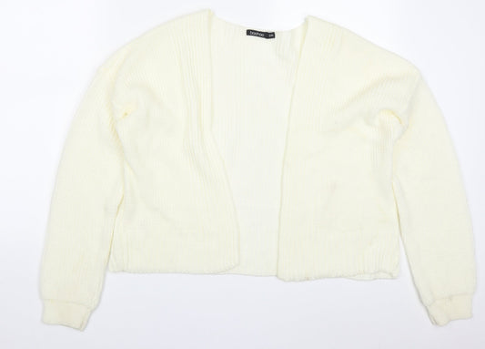Boohoo Womens Ivory V-Neck  Acrylic Cardigan Jumper Size S   - Cream Colour