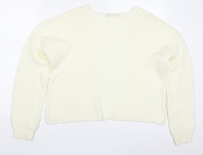 Boohoo Womens Ivory V-Neck  Acrylic Cardigan Jumper Size S   - Cream Colour