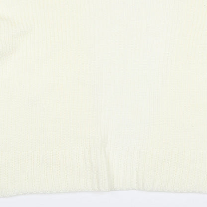Boohoo Womens Ivory V-Neck  Acrylic Cardigan Jumper Size S   - Cream Colour