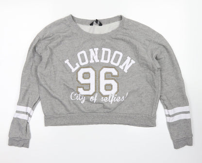 915 Generation Girls Grey  Cotton Pullover Sweatshirt Size 14-15 Years   - Cropepd