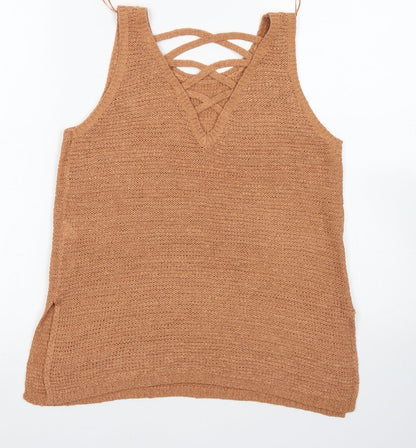 Womens UK Size 8 New Look Brown Vest Jumper