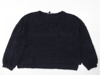 Primark Womens Blue Crew Neck  Polyester Pullover Jumper Size L