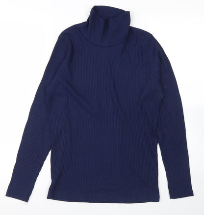 Avenue Womens Blue  Polyester Basic T-Shirt Size 12 High Neck