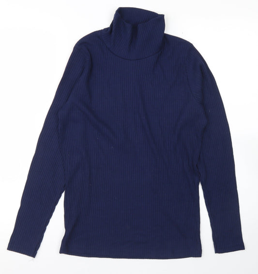 Avenue Womens Blue  Polyester Basic T-Shirt Size 12 High Neck