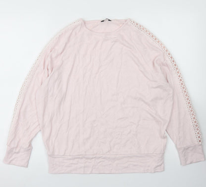M&Co Womens Pink  Viscose Pullover Sweatshirt Size 12   - Lace Sleeve Detail