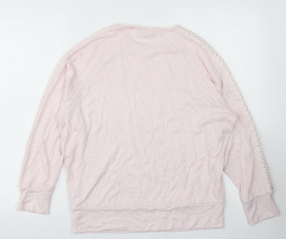 M&Co Womens Pink  Viscose Pullover Sweatshirt Size 12   - Lace Sleeve Detail