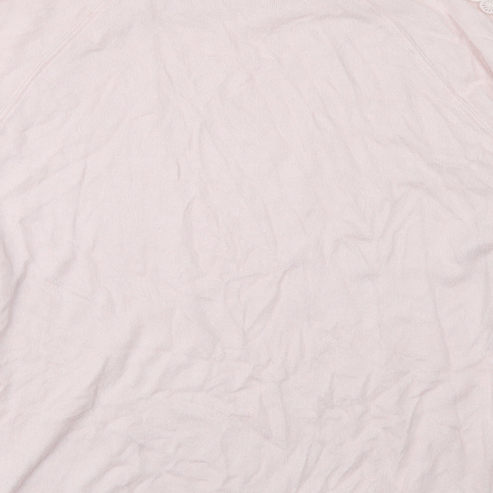 M&Co Womens Pink  Viscose Pullover Sweatshirt Size 12   - Lace Sleeve Detail
