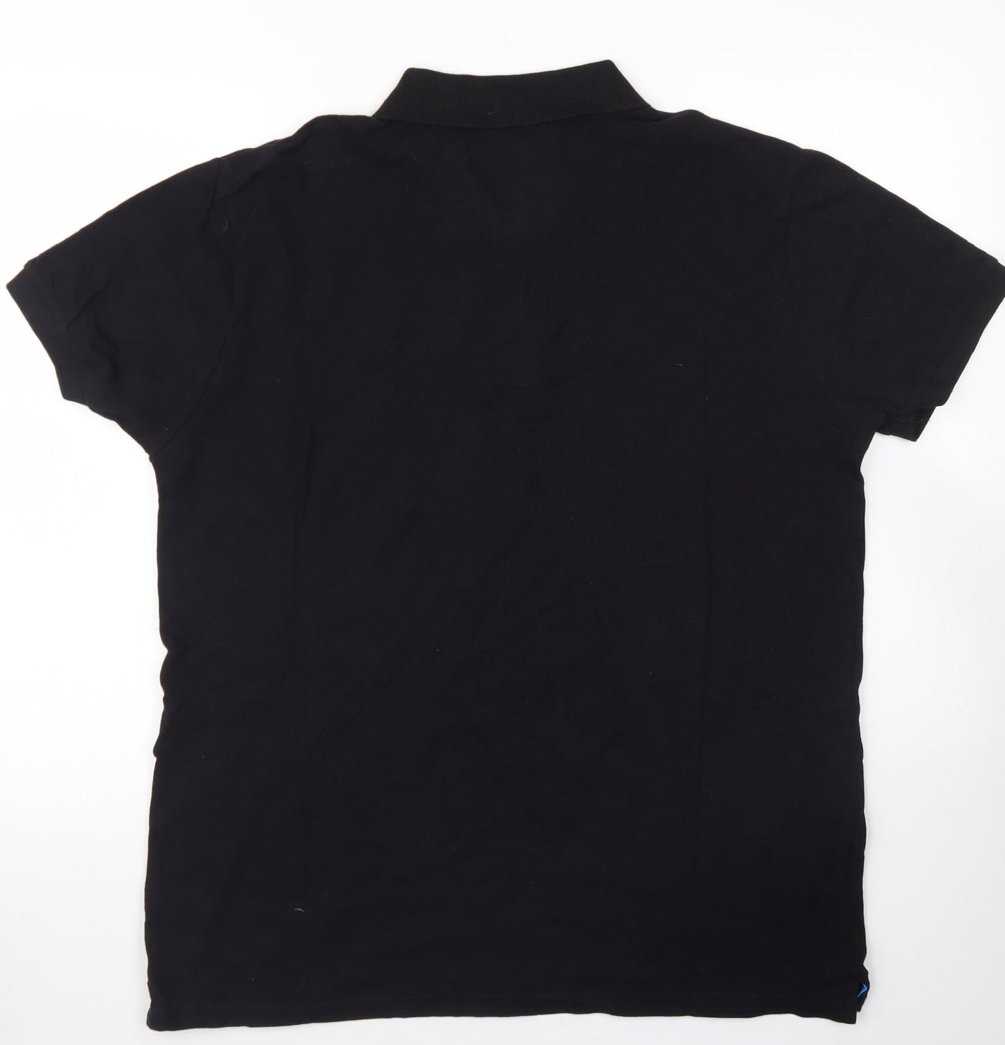 Easy Mens Black  Cotton  Polo Size L Collared Button