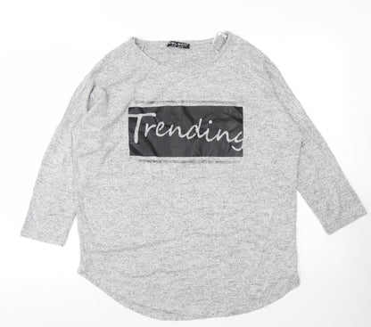 Womens UK Size 12 Select Grey Basic T-Shirt