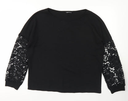 SheIn Womens Black  Cotton Pullover Sweatshirt Size S   - Lace Sleeves