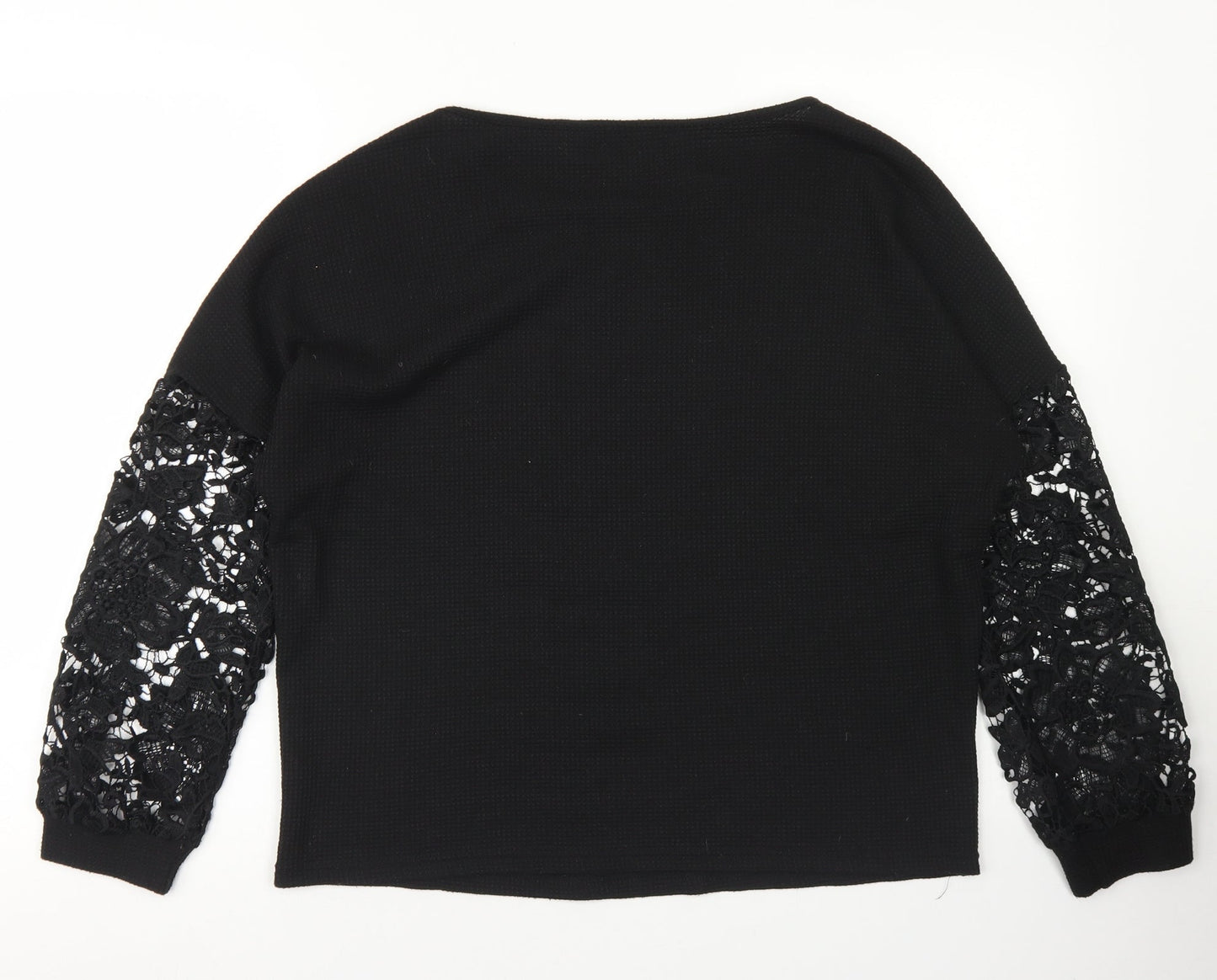 SheIn Womens Black  Cotton Pullover Sweatshirt Size S   - Lace Sleeves