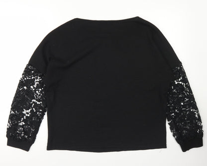 SheIn Womens Black  Cotton Pullover Sweatshirt Size S   - Lace Sleeves
