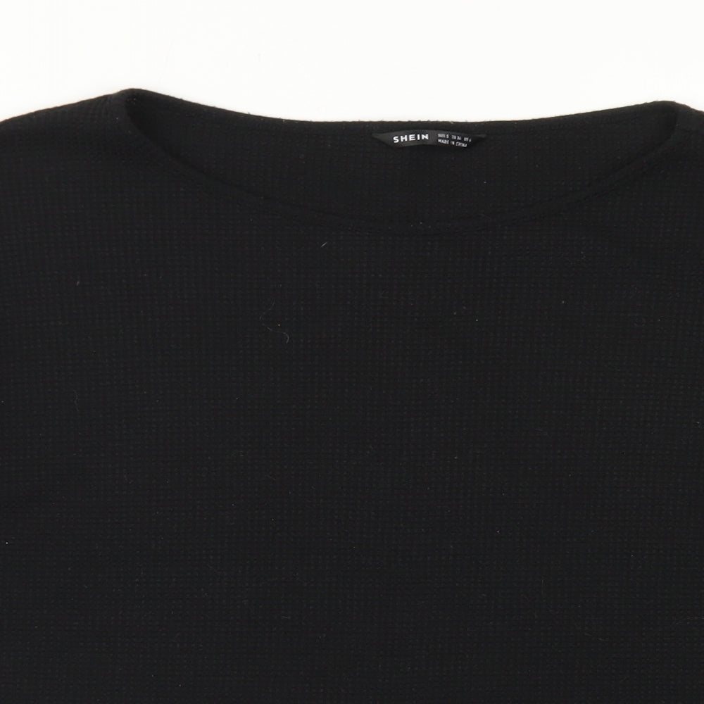 SheIn Womens Black  Cotton Pullover Sweatshirt Size S   - Lace Sleeves