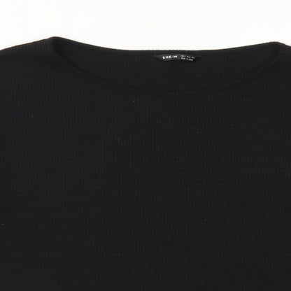 SheIn Womens Black  Cotton Pullover Sweatshirt Size S   - Lace Sleeves