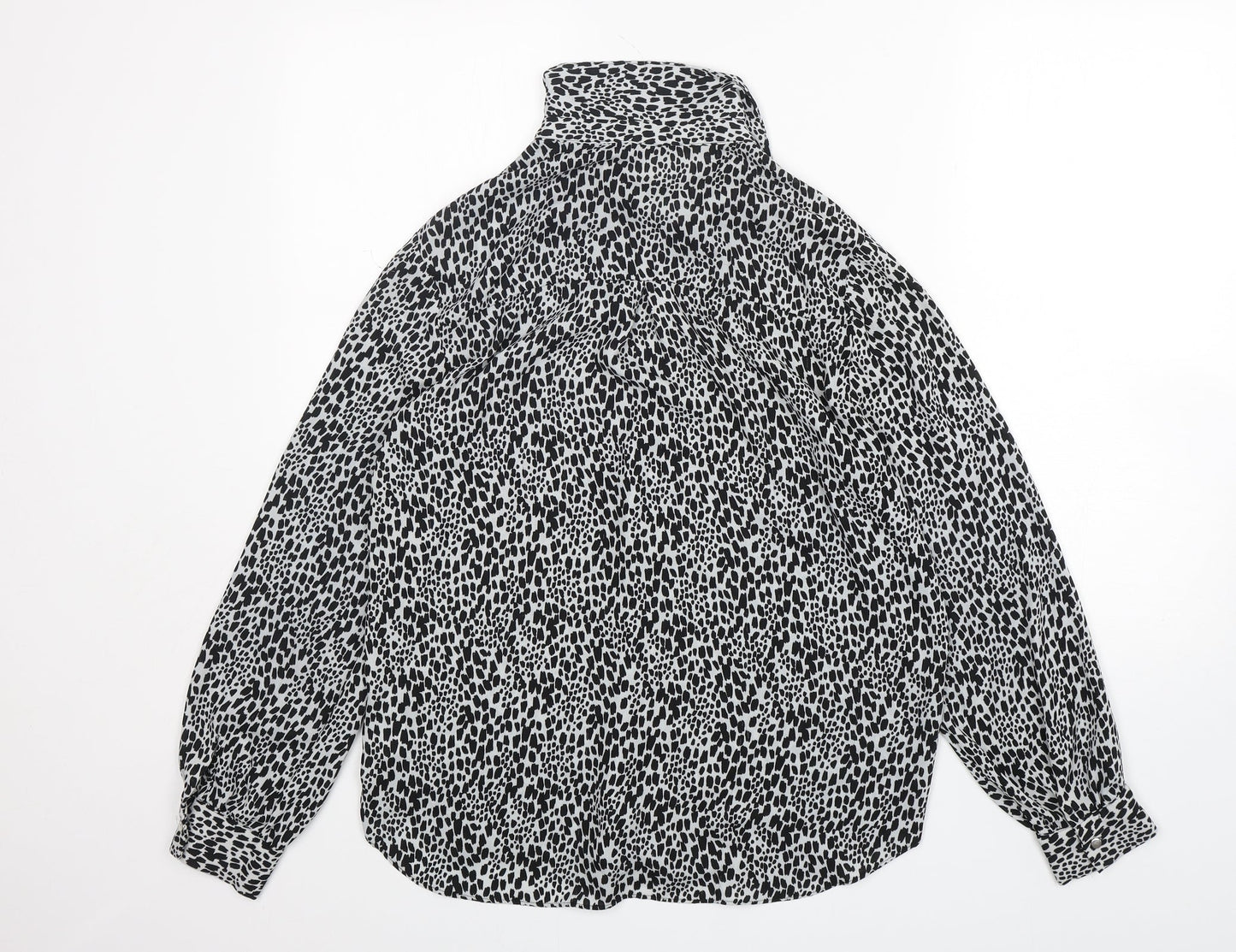 F&F Womens Multicoloured Animal Print Polyester Basic Button-Up Size 10 Collared