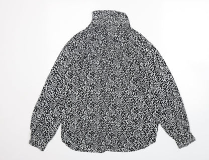 F&F Womens Multicoloured Animal Print Polyester Basic Button-Up Size 10 Collared