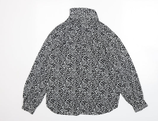 F&F Womens Multicoloured Animal Print Polyester Basic Button-Up Size 10 Collared