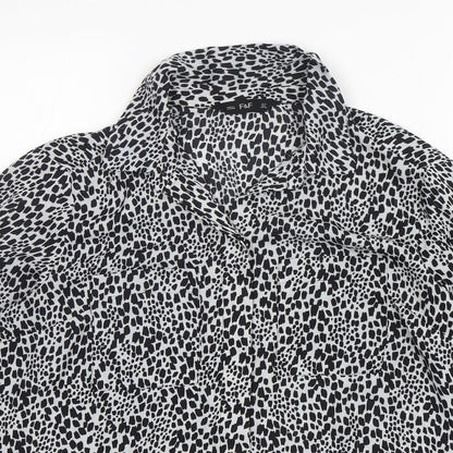 F&F Womens Multicoloured Animal Print Polyester Basic Button-Up Size 10 Collared