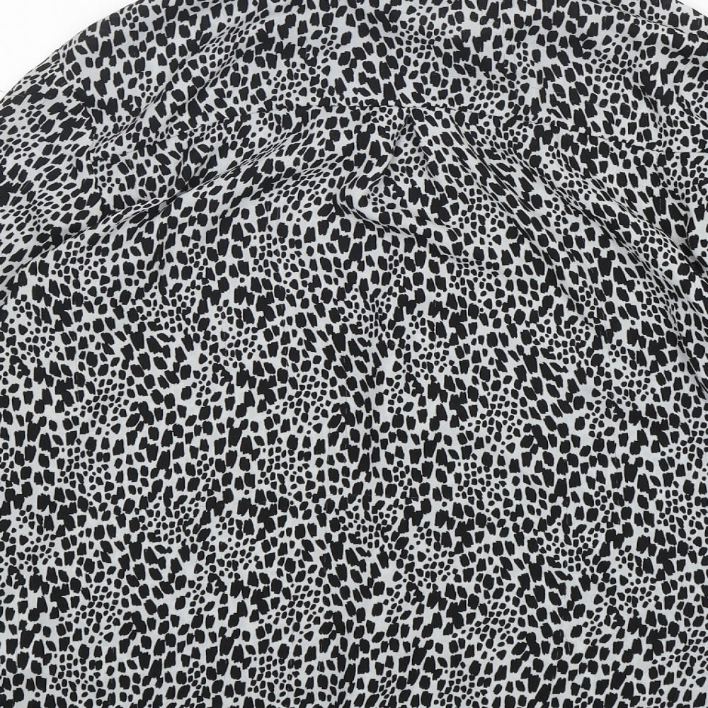 F&F Womens Multicoloured Animal Print Polyester Basic Button-Up Size 10 Collared