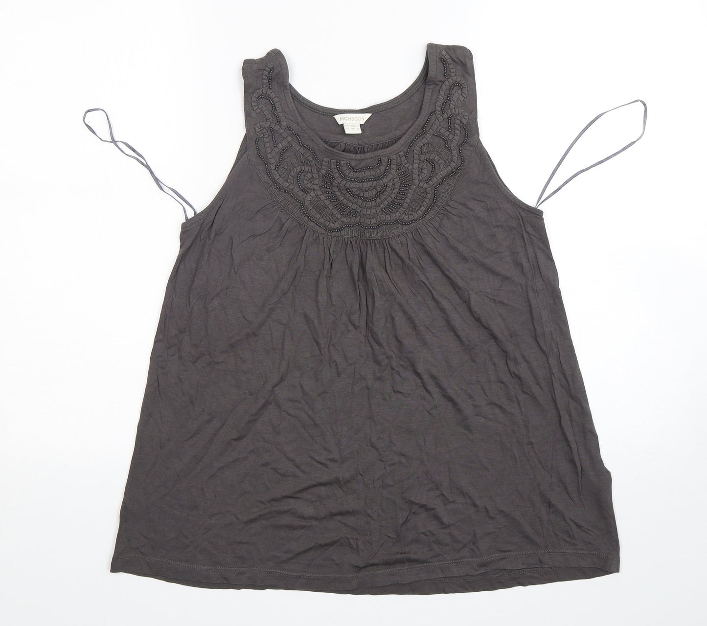 Womens UK Size 10 Monsoon Grey Basic Tank