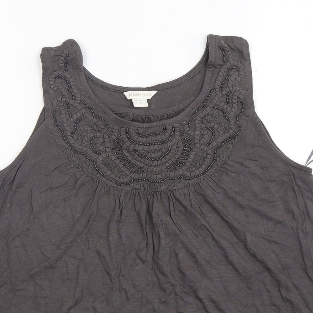 Womens UK Size 10 Monsoon Grey Basic Tank