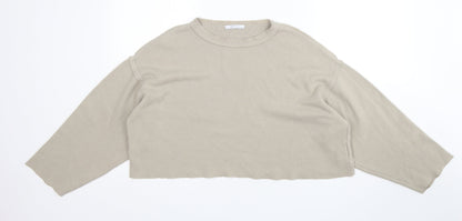 Zara Womens Green  Acrylic Pullover Sweatshirt Size S   - Cropped