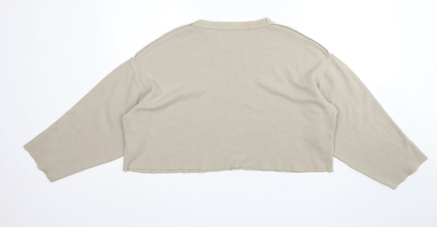 Zara Womens Green  Acrylic Pullover Sweatshirt Size S   - Cropped