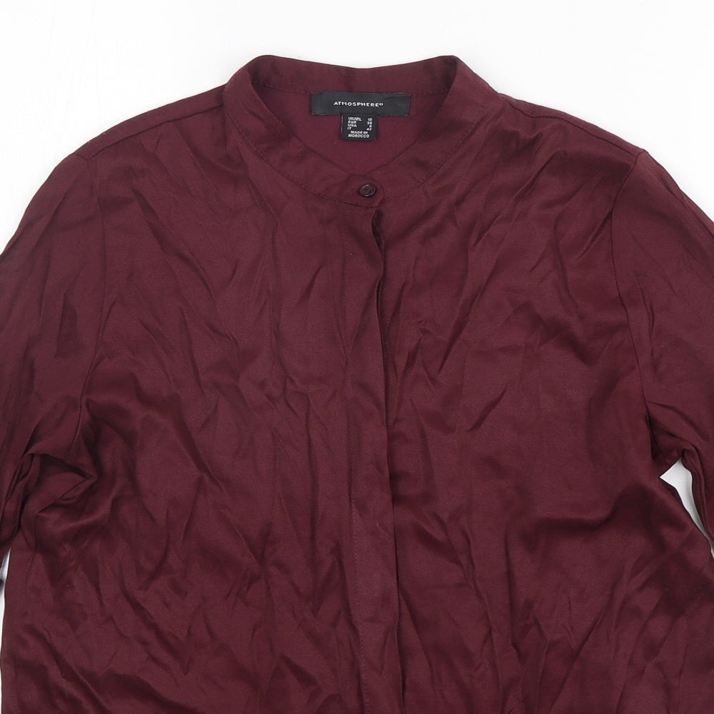Atmosphere Womens Purple  Viscose Basic Button-Up Size 10 Round Neck
