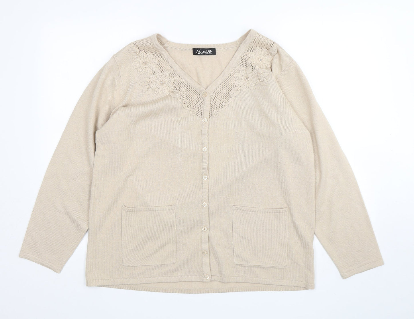 Womens UK Size L Alexara Beige Cardigan Jumper