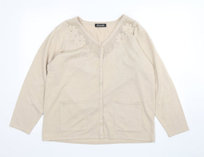 Womens UK Size L Alexara Beige Cardigan Jumper