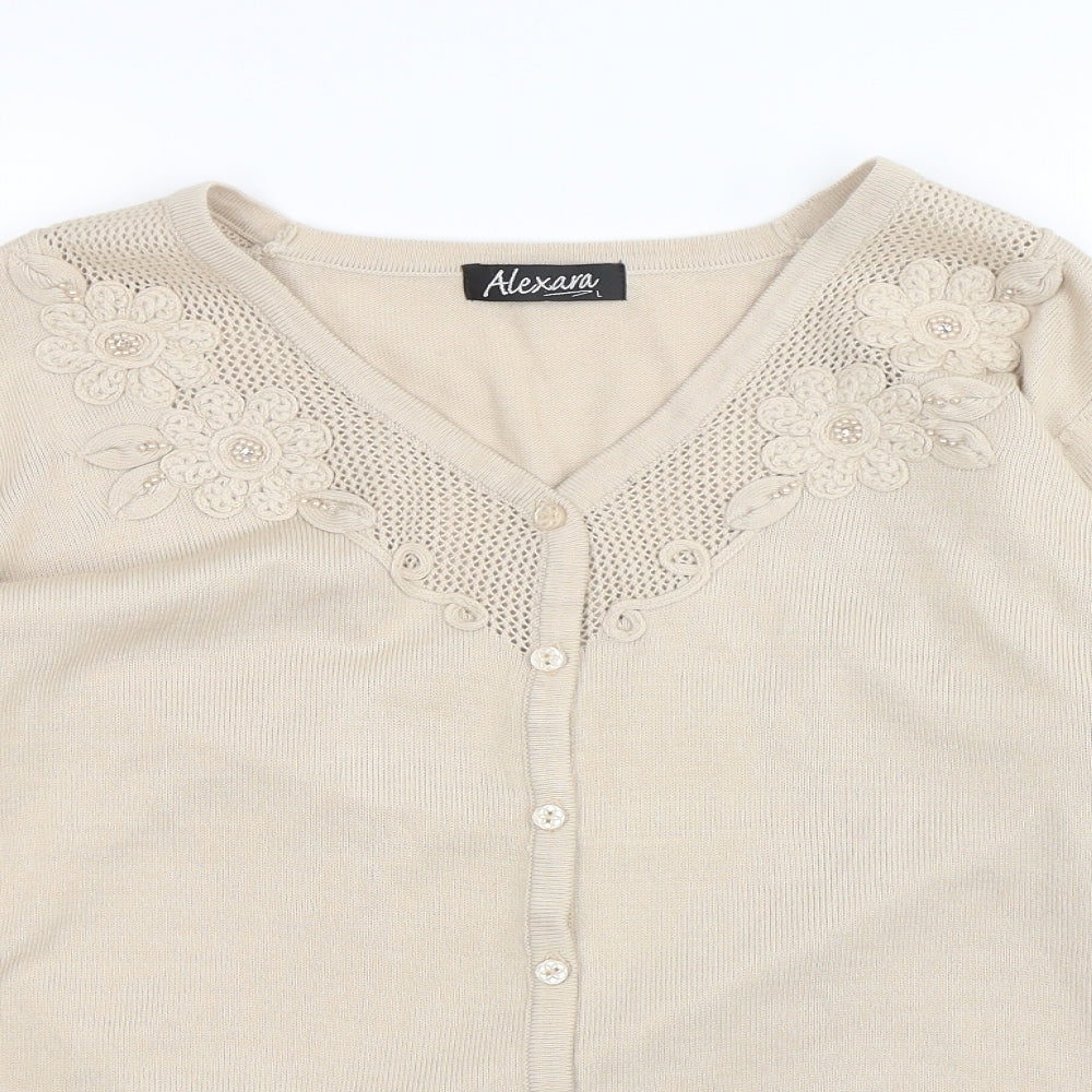 Womens UK Size L Alexara Beige Cardigan Jumper