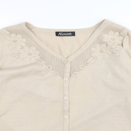 Womens UK Size L Alexara Beige Cardigan Jumper