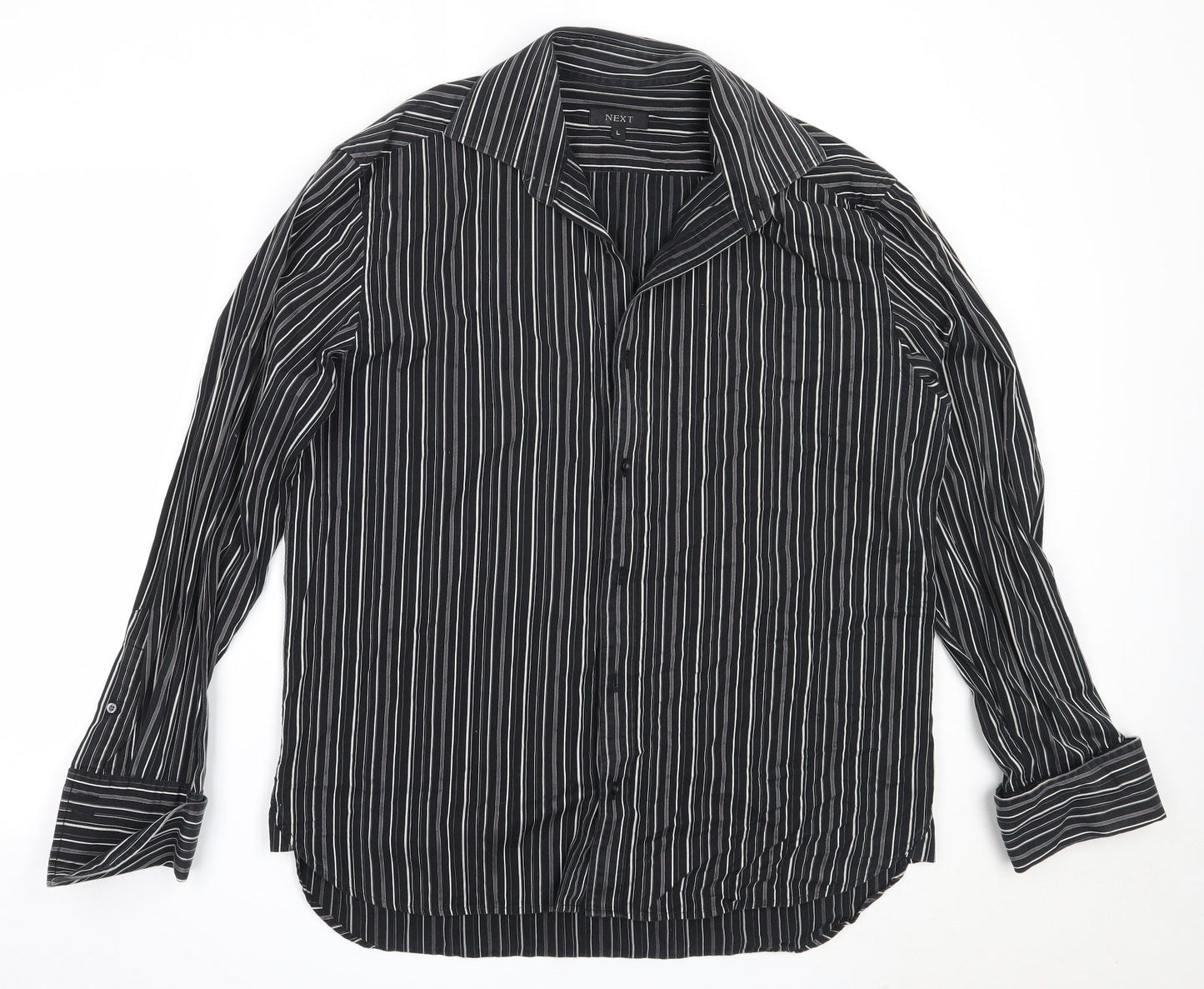 Mens UK Size L NEXT Black  Button-Up Long Sleeve Casual Shirt