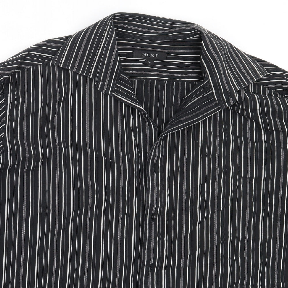 Mens UK Size L NEXT Black  Button-Up Long Sleeve Casual Shirt