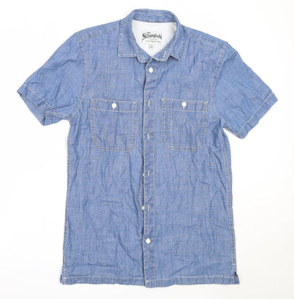 The Stronghold Mens Blue  Cotton  Button-Up Size XS Collared