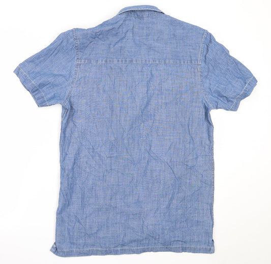 The Stronghold Mens Blue  Cotton  Button-Up Size XS Collared