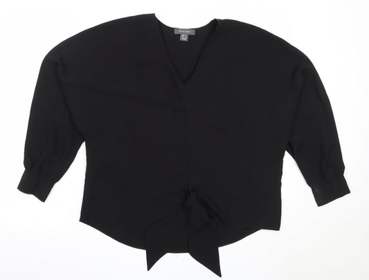 Primark Womens Black  Polyester Basic Blouse Size 12 V-Neck
